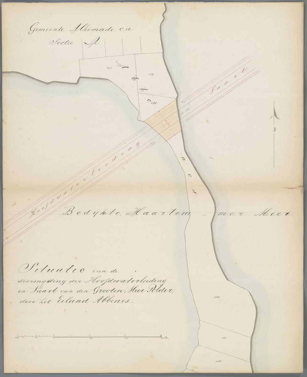 12. Hoofdwaterleiding door het Grootenmeer bij Abbenes 1850