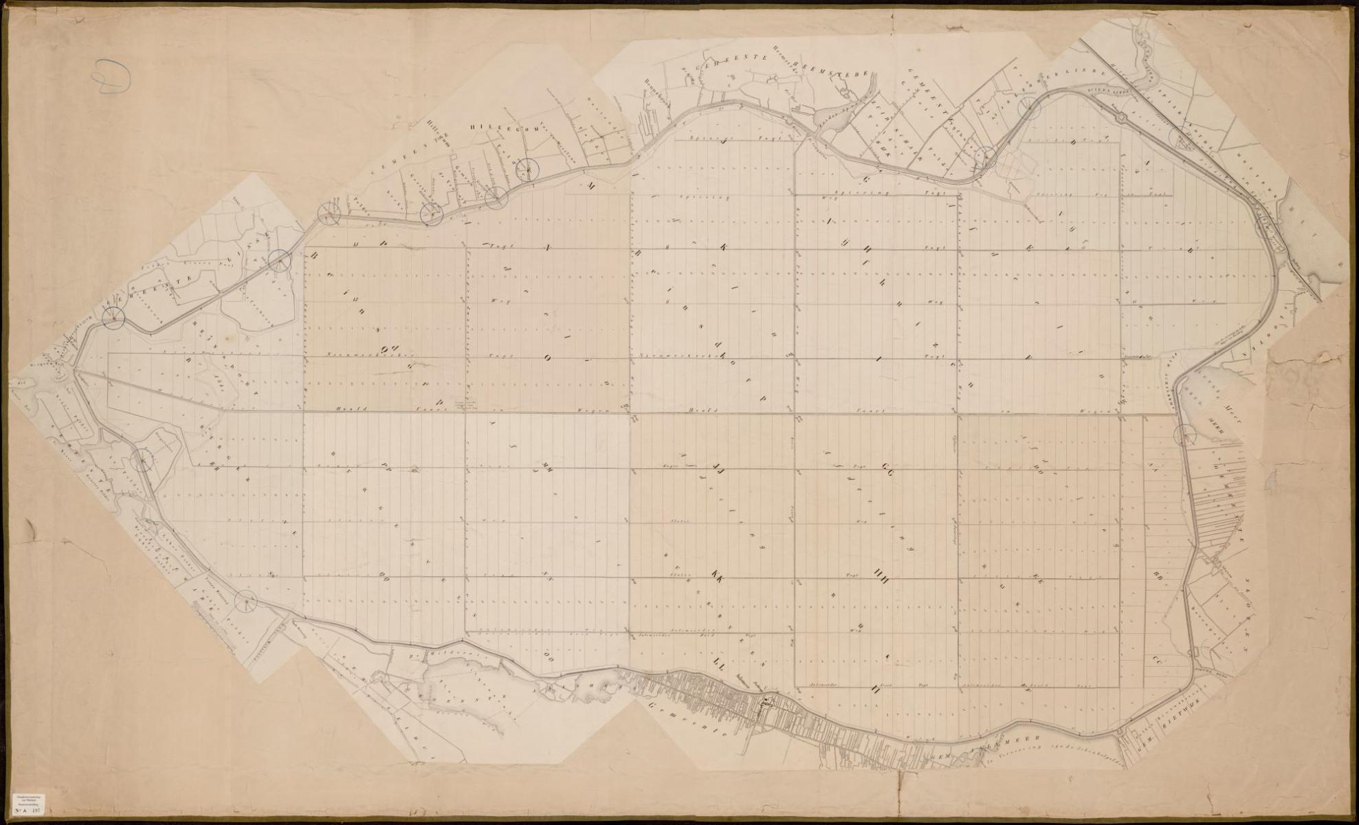 14. Kaart van de verkaveling van de Haarlemmermeerpolder 1855