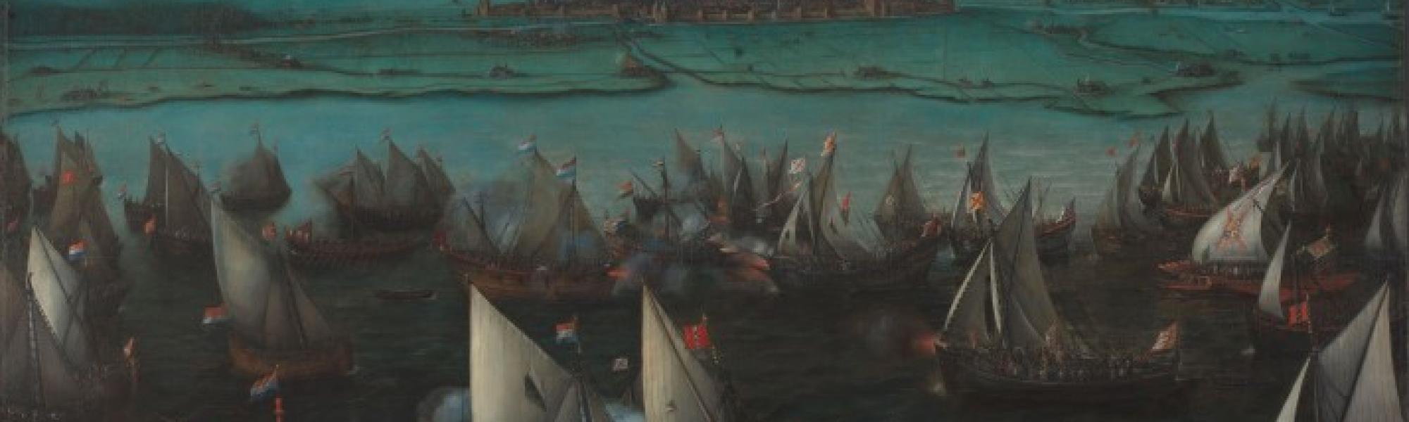 Schilderij van Zeeslag tussen Spaanse Vloot en Geuzen